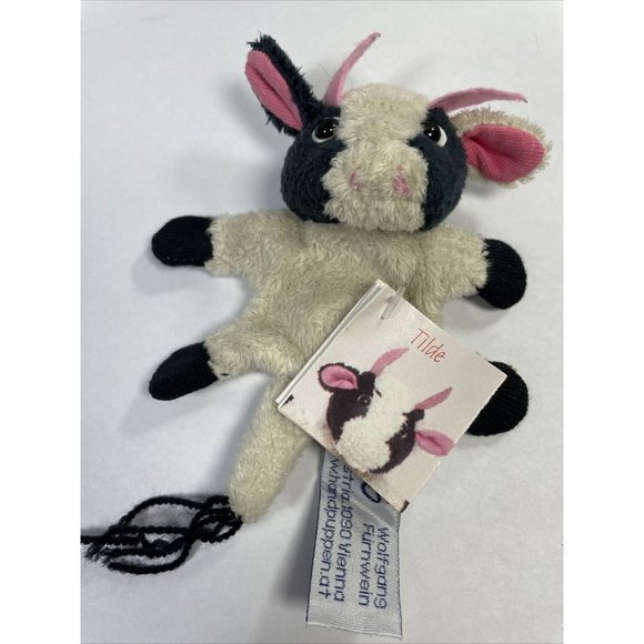 Small Black And White Furnis Tilde Cow Magnet Pink Ears Toy Plush #0779 - Picture 1 of 9